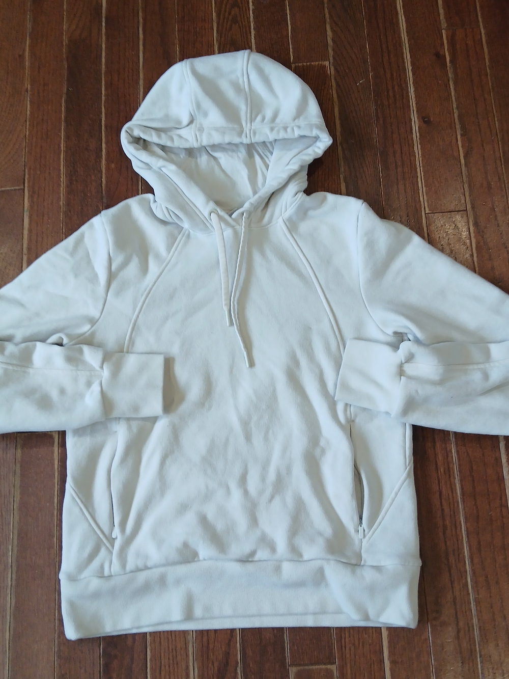 Athleta Womens White Hooded Sweatshirt with Zippered Pockets Hoodie Sz XS Fall